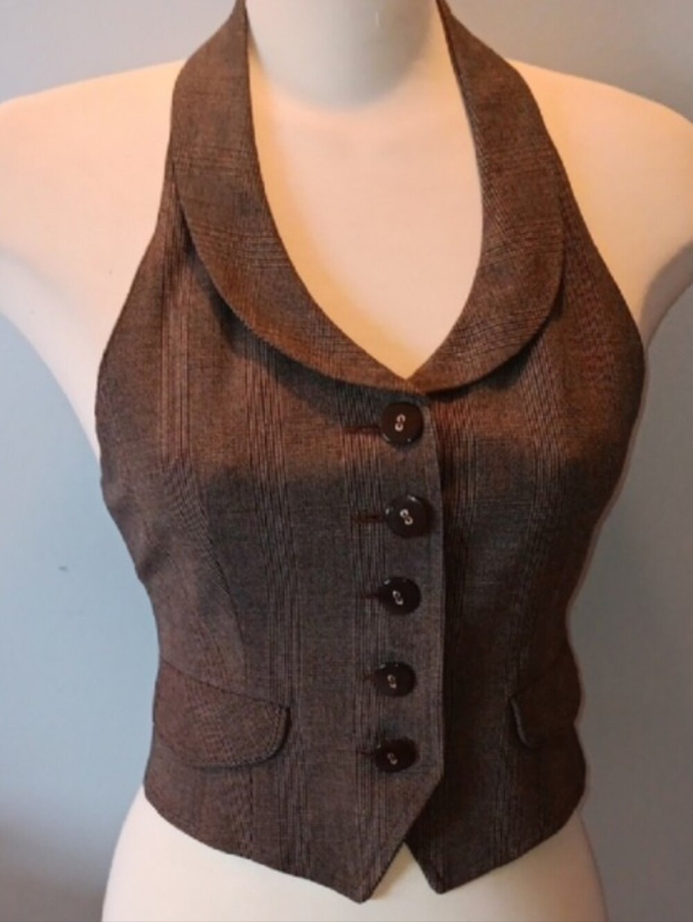Brown/Grey Vest Waistcoat Halter Vest